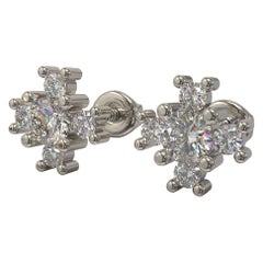 0.36 Carat Round Diamond Earring Studs in 18 Carat White Gold By Kian Design