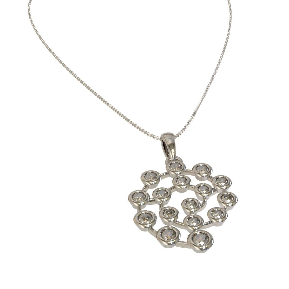 Modern Kian Design 0.56 Carat Round Brilliant Cut Brown Diamond Necklace in Platinum For Sale