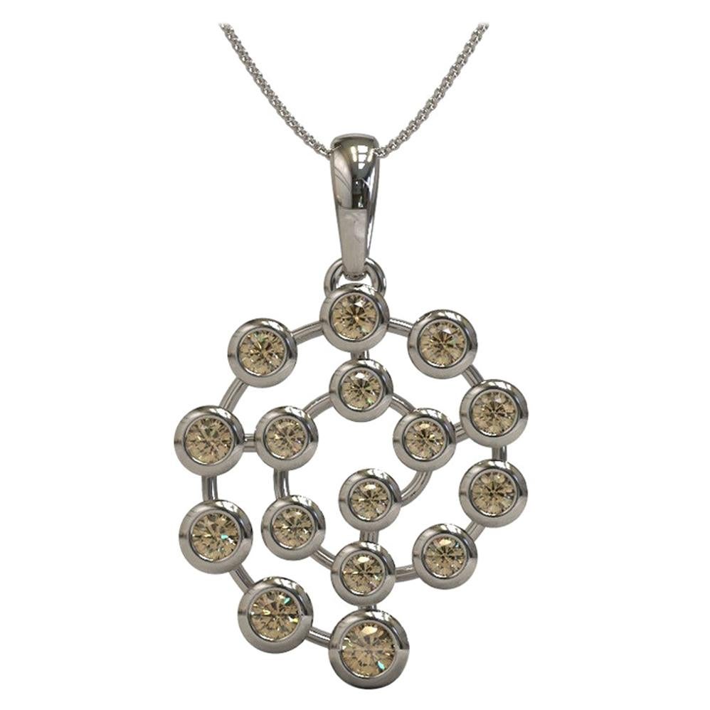 Kian Design 0.56 Carat Round Brilliant Cut Brown Diamond Necklace in Platinum For Sale