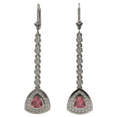 Kian Design 0.69 Carat Trilliant Cut Pink Tourmaline and Diamond Earrings