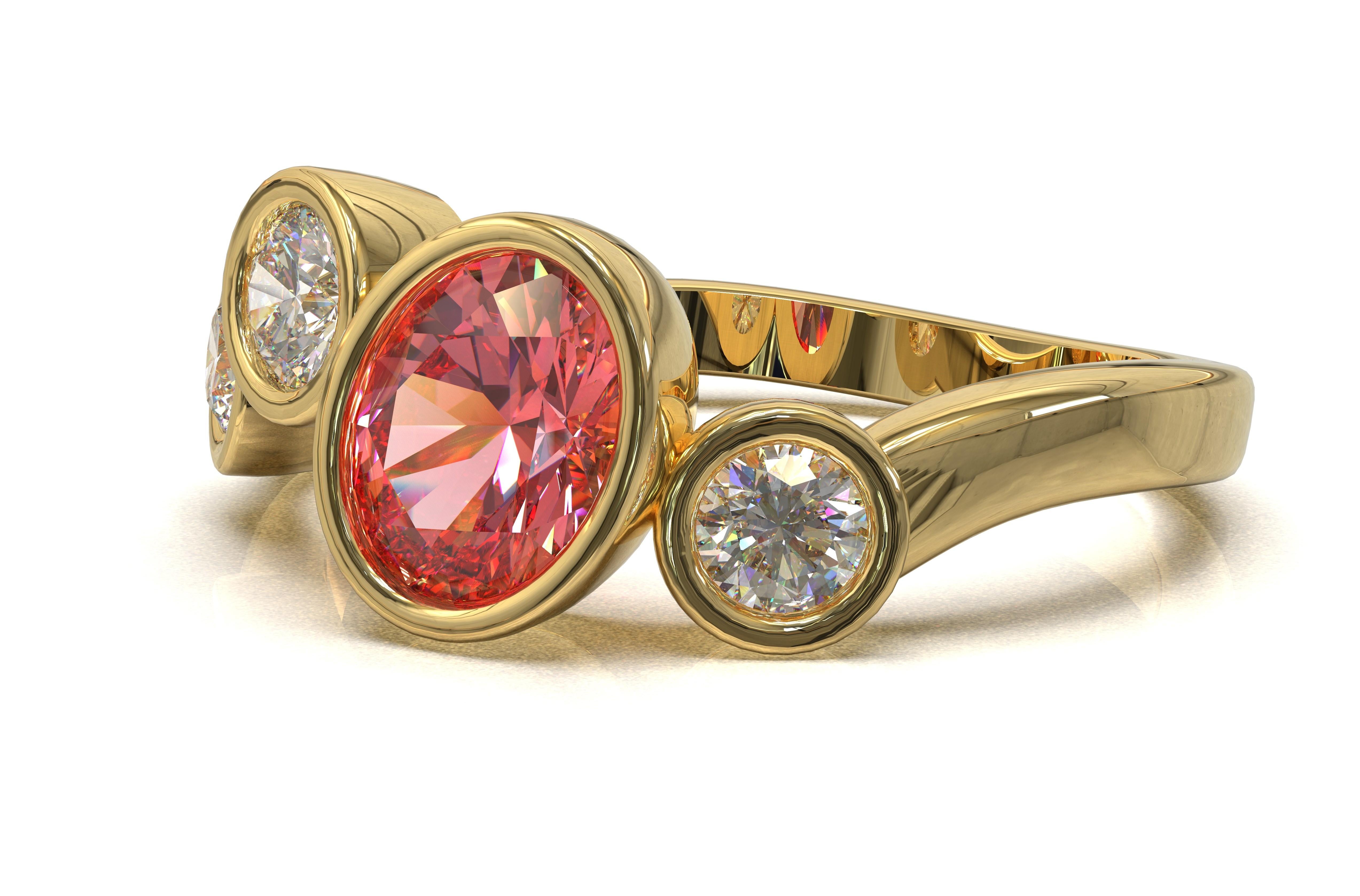 Kian Design 1.00 Carat Oval Cut Ruby Engagement Ring in 18 Carat Yellow Gold In New Condition In South Perth, AU