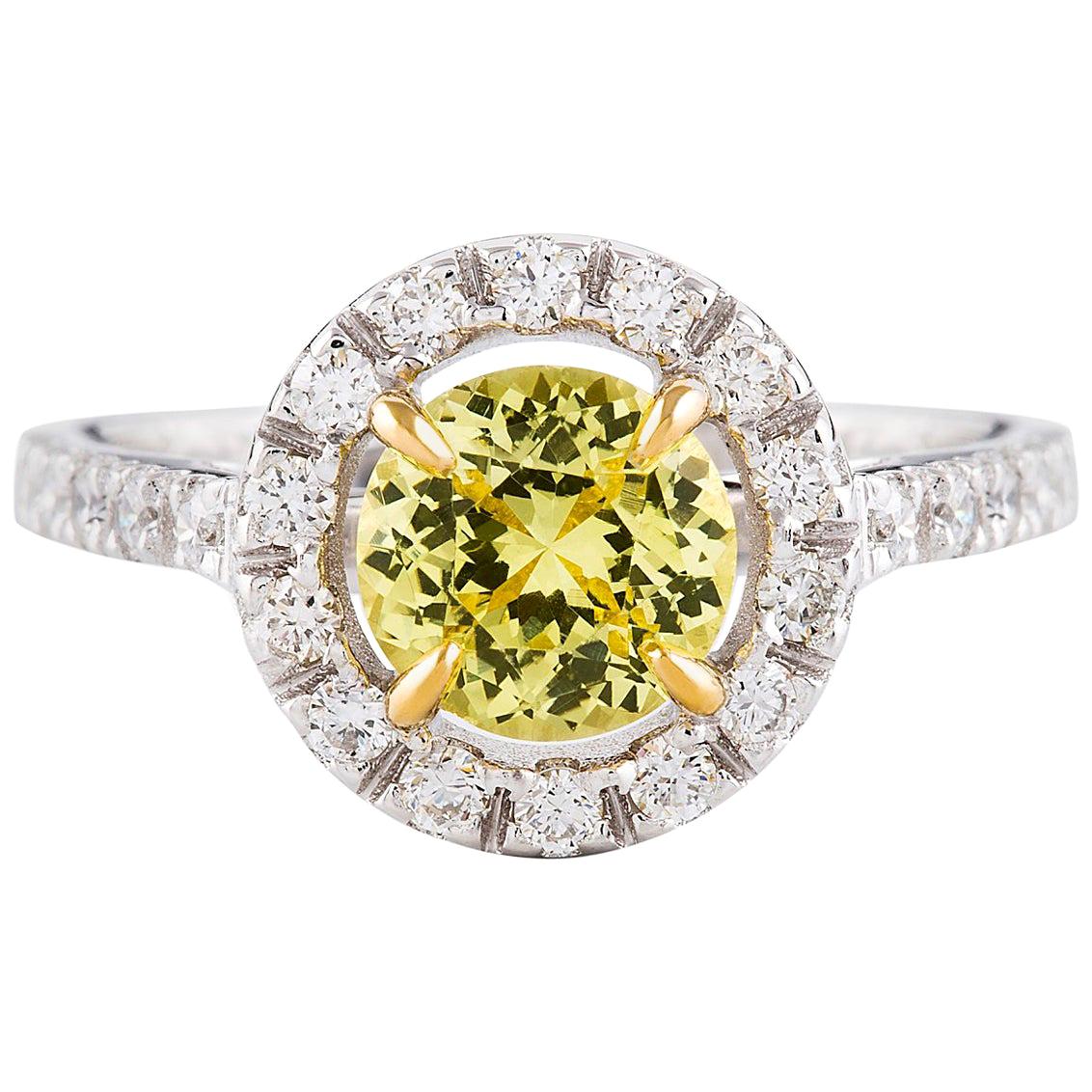 Kian Design 1.33 Carat Yellow Sapphire Diamond 18 Carat Two-Tone Gold Ring
