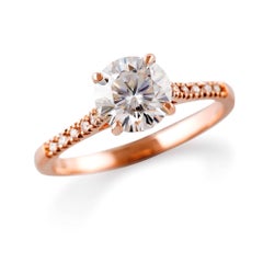 Kian Design Rose Gold 1.5 Carat GIA Certified Round Diamond Engagement Ring