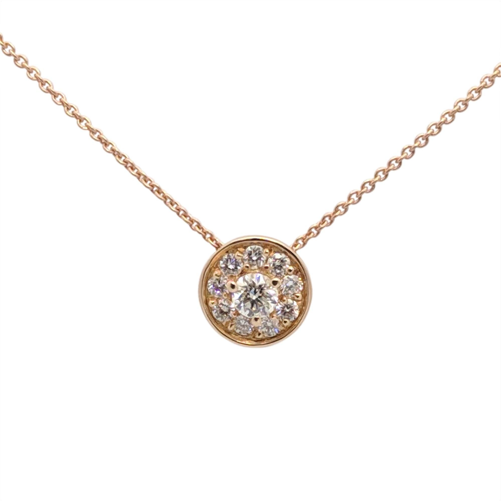 Kian Design 18 Carat Rose Gold Round Brilliant cut Halo Diamond Necklace In New Condition In South Perth, AU