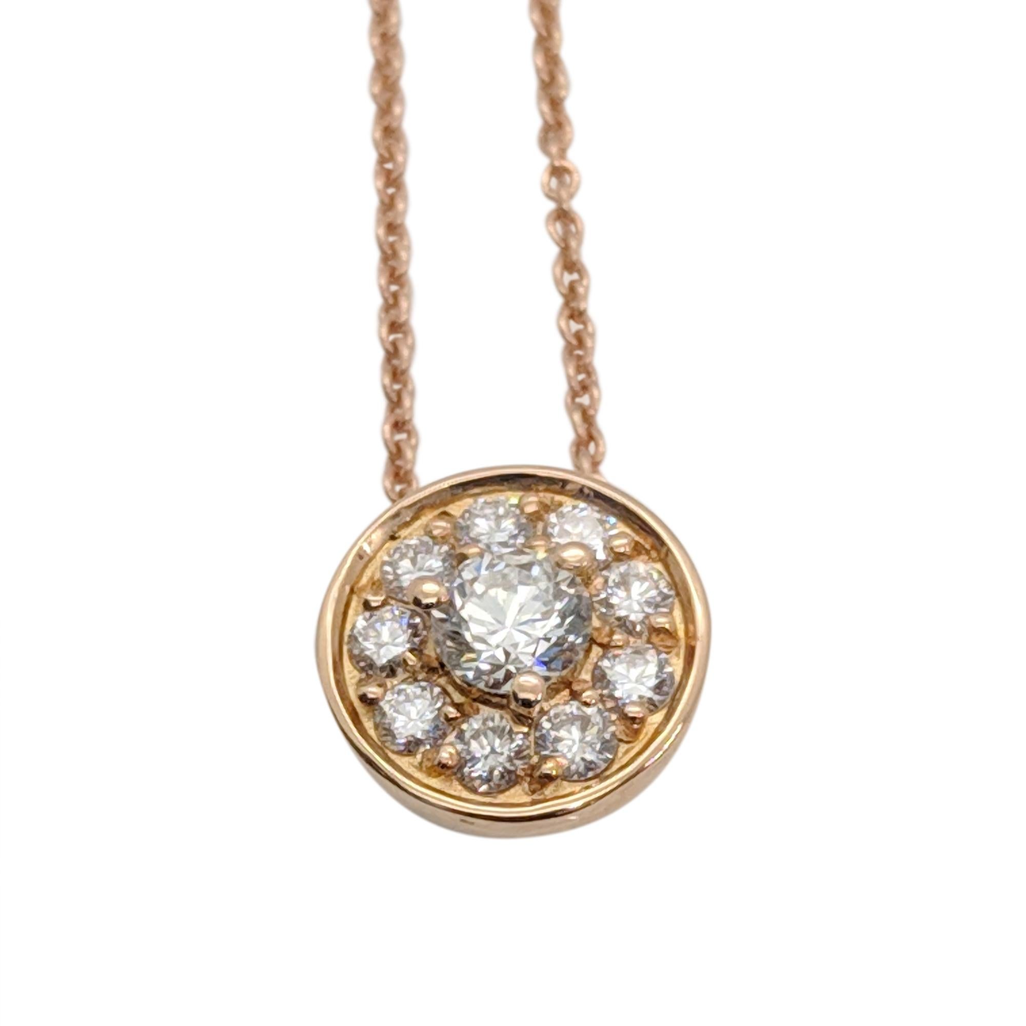 Kian Design 18 Carat Rose Gold Round Brilliant cut Halo Diamond Necklace 1