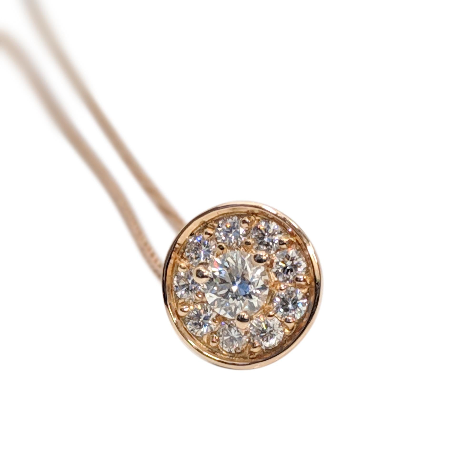 Kian Design 18 Carat Rose Gold Round Brilliant cut Halo Diamond Necklace 2