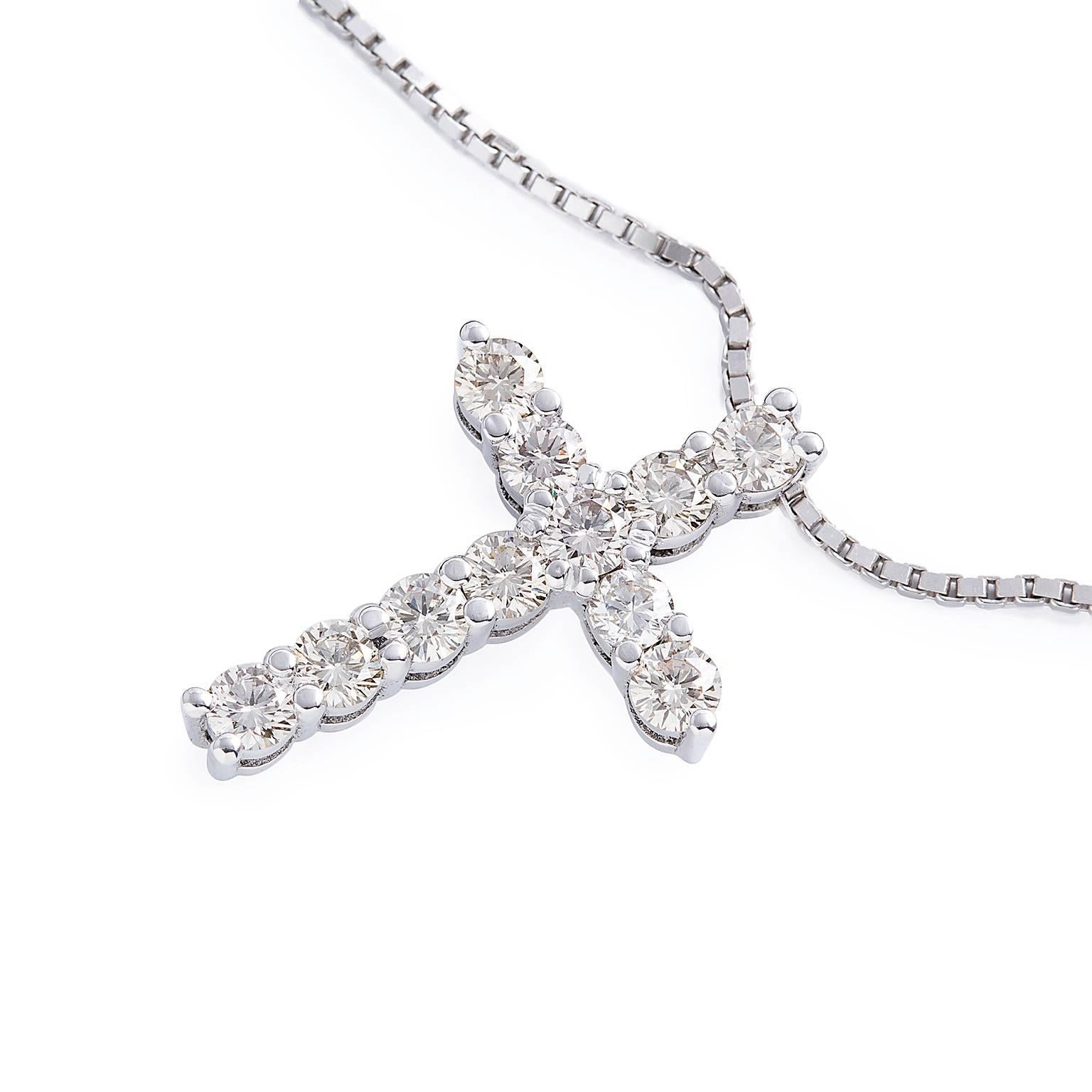 Icona Necklace

This elegant diamond cross pendant has been sold however we are able to remake it with the metal or gemstones of your choice in 15 working days. Please contact us for more information.

This lovely cross pendant in 18ct white gold is