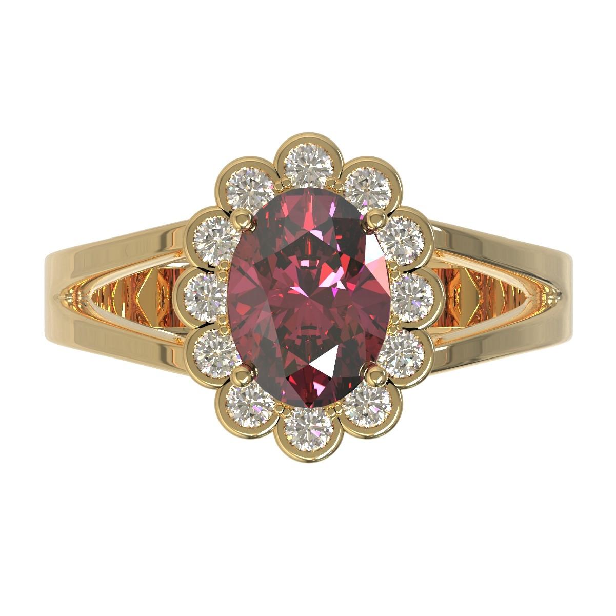 Kian Design 2.03 Carat Oval Rhodolite Diamonds Cocktail Ring in 18 Carat Gold 1