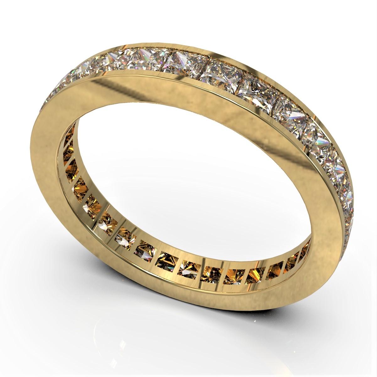 Art Deco Kian Design 2.03 Carat Princess Cut Diamond All the Way Around Bridal Ring For Sale
