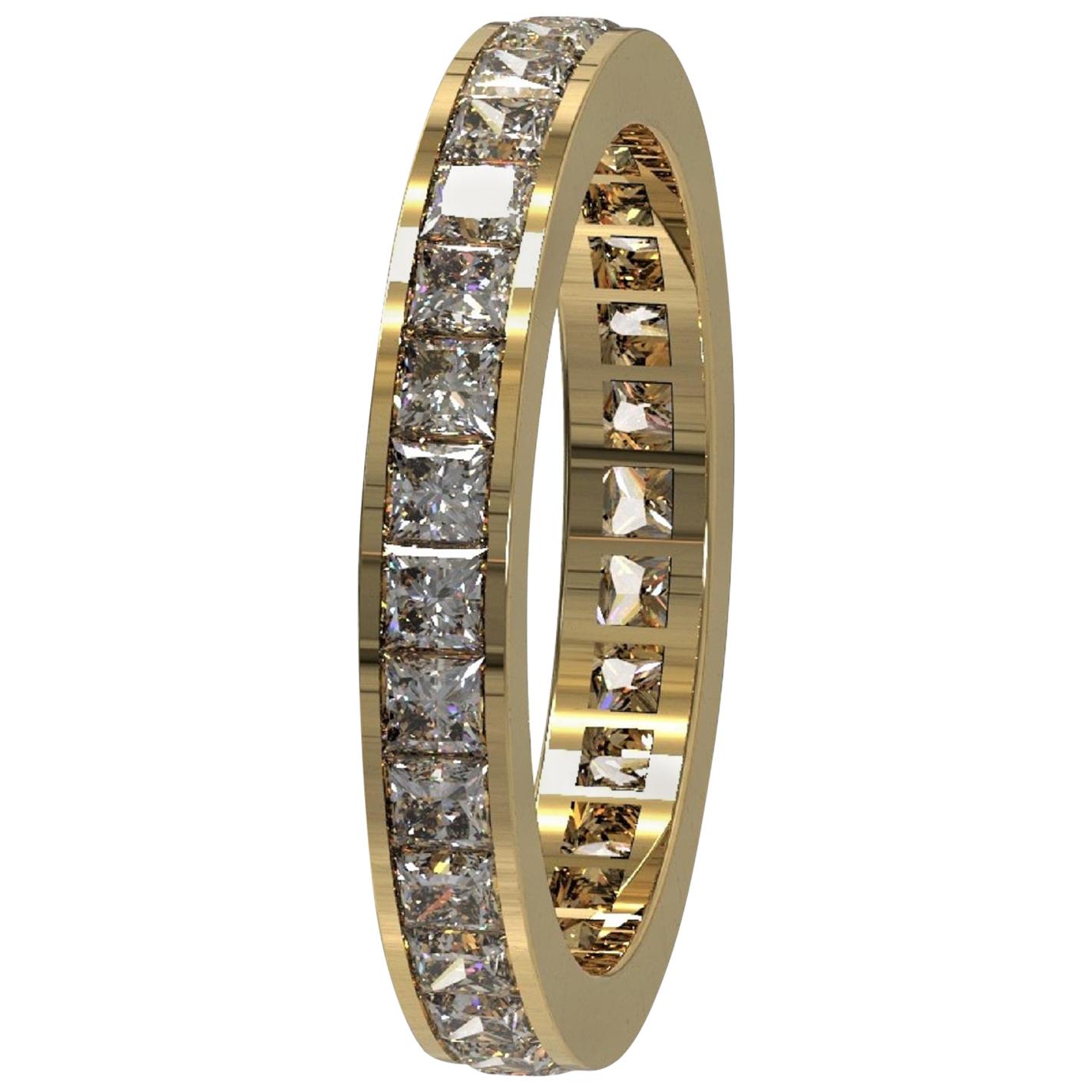 Kian Design 2.03 Carat Princess Cut Diamond All the Way Around Bridal Ring For Sale