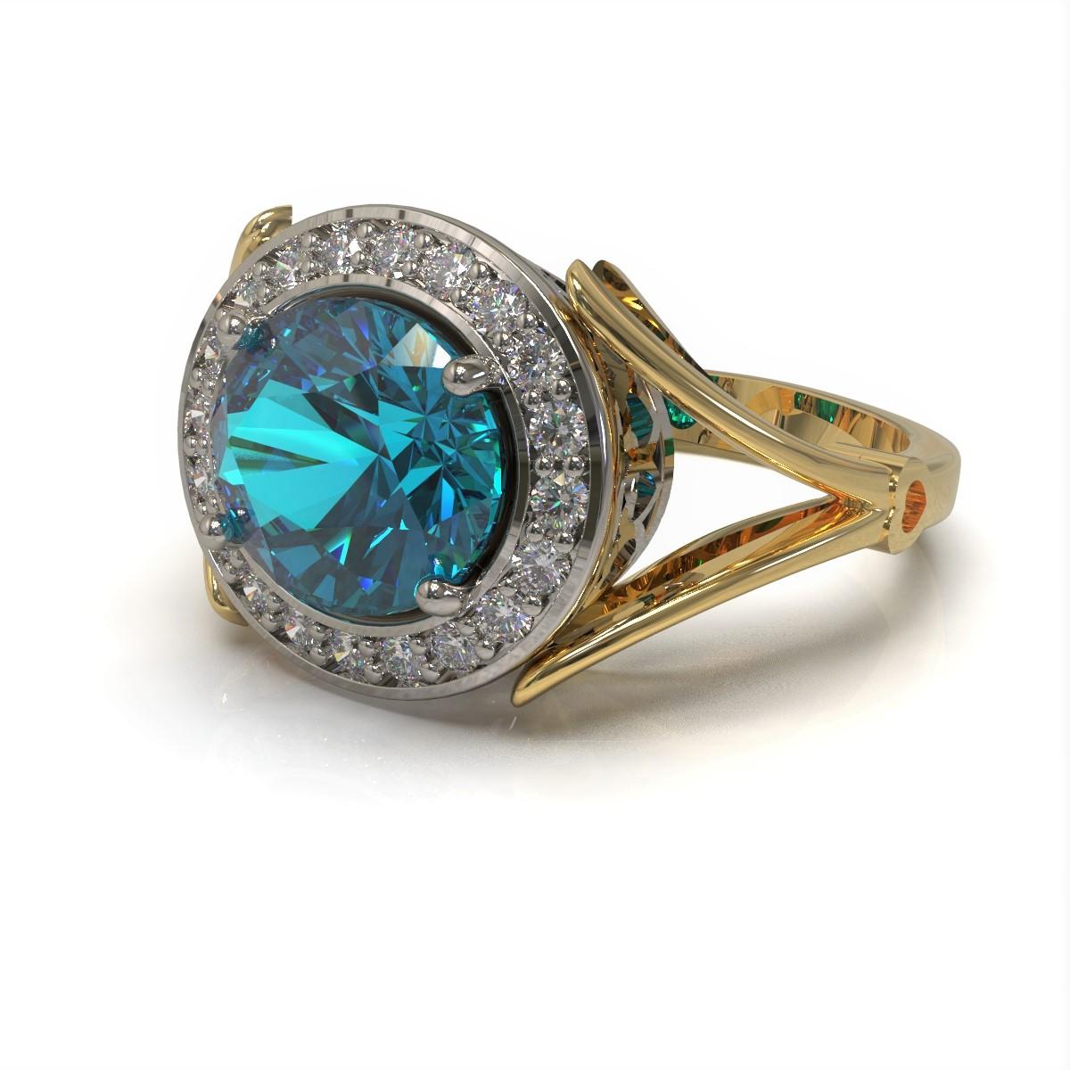 Kian Design 2.60 Carat Apatite and Diamond Cocktail Ring in Platinum In New Condition For Sale In South Perth, AU