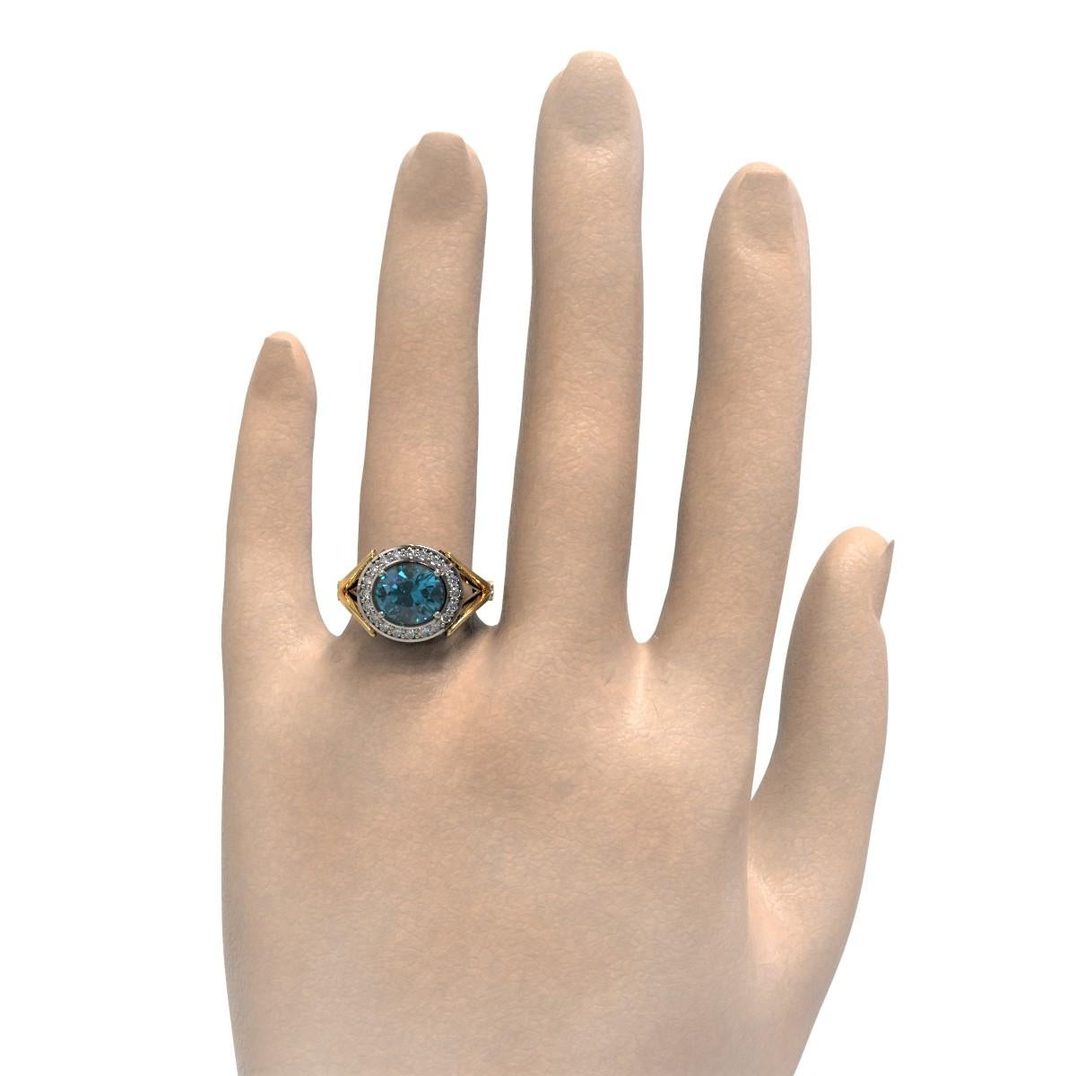 Kian Design 2.60 Carat Apatite and Diamond Cocktail Ring in Platinum For Sale 2