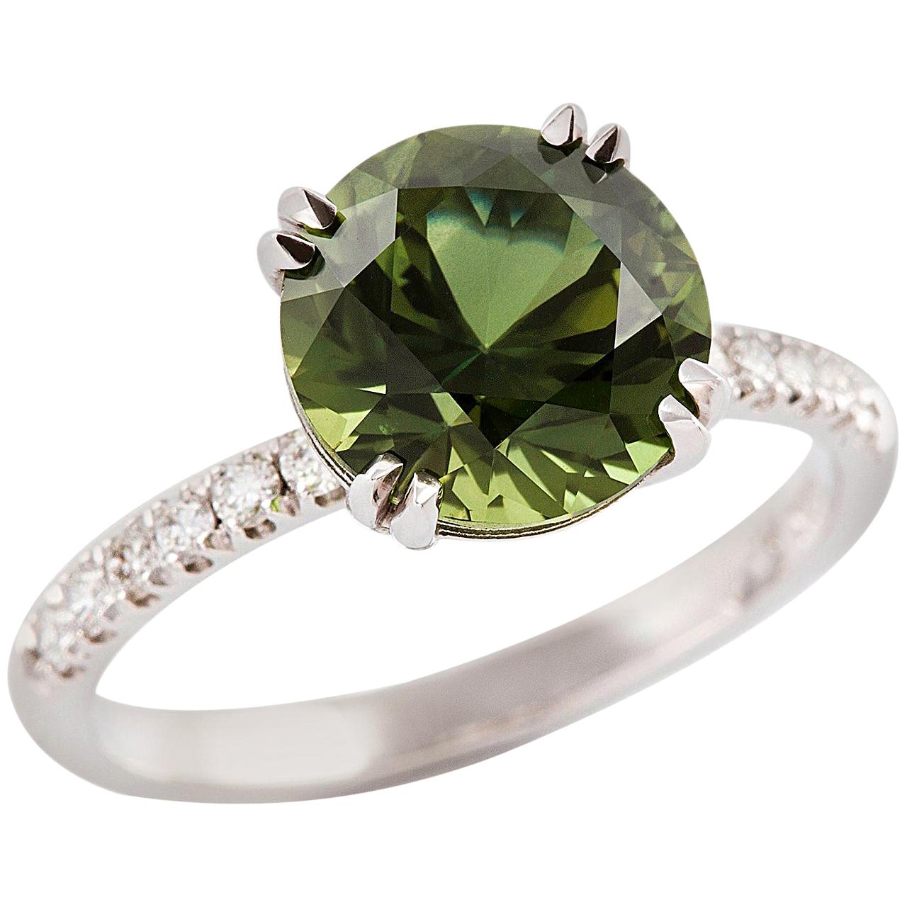 Kian Design 3.67 Carat Sapphire Diamond Engagement Ring 18 Carat White Gold
