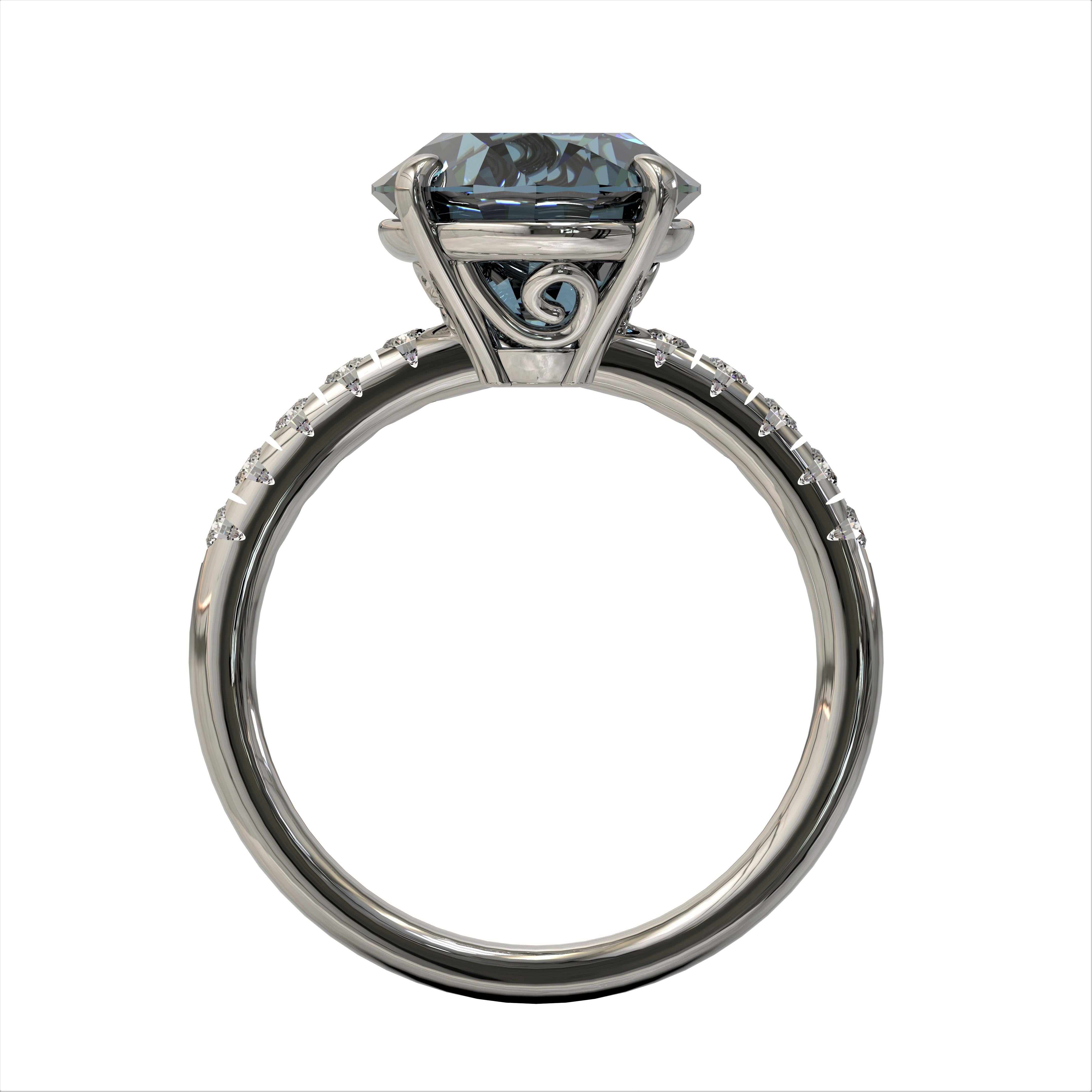 Contemporary Kian Design 3.81 Carat Natural Topaz Diamond Engagement Ring In Platinum For Sale