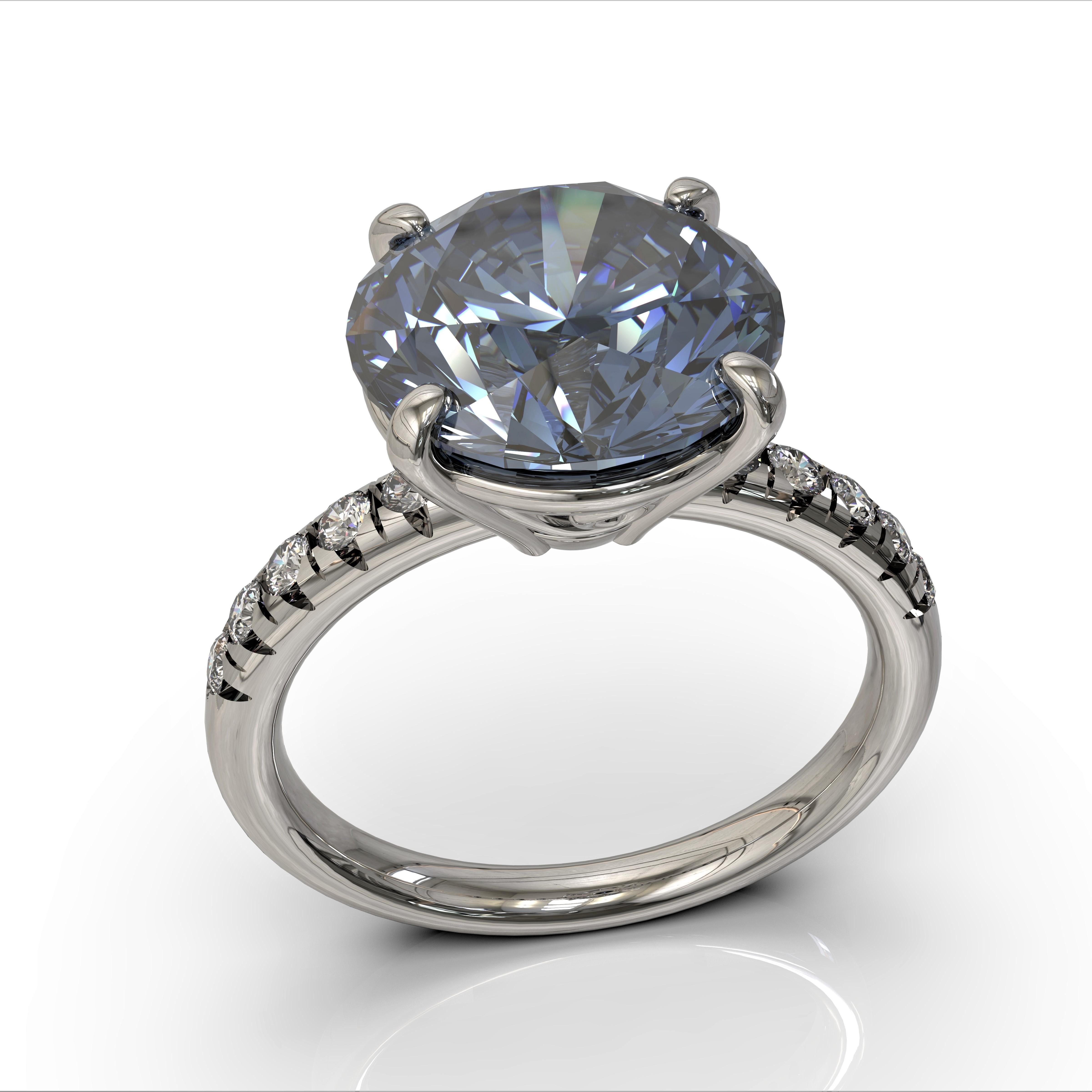 Women's Kian Design 3.81 Carat Natural Topaz Diamond Engagement Ring In Platinum For Sale