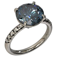 kian stone Kian Design 3.81 Carat Natural Topaz Diamond Engagement Ring In Platinum