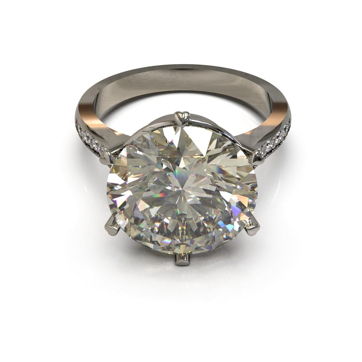 Art Nouveau Kian Design 6.01 Carat Round Brilliant Cut GIA Certified Diamond Platinum Ring For Sale