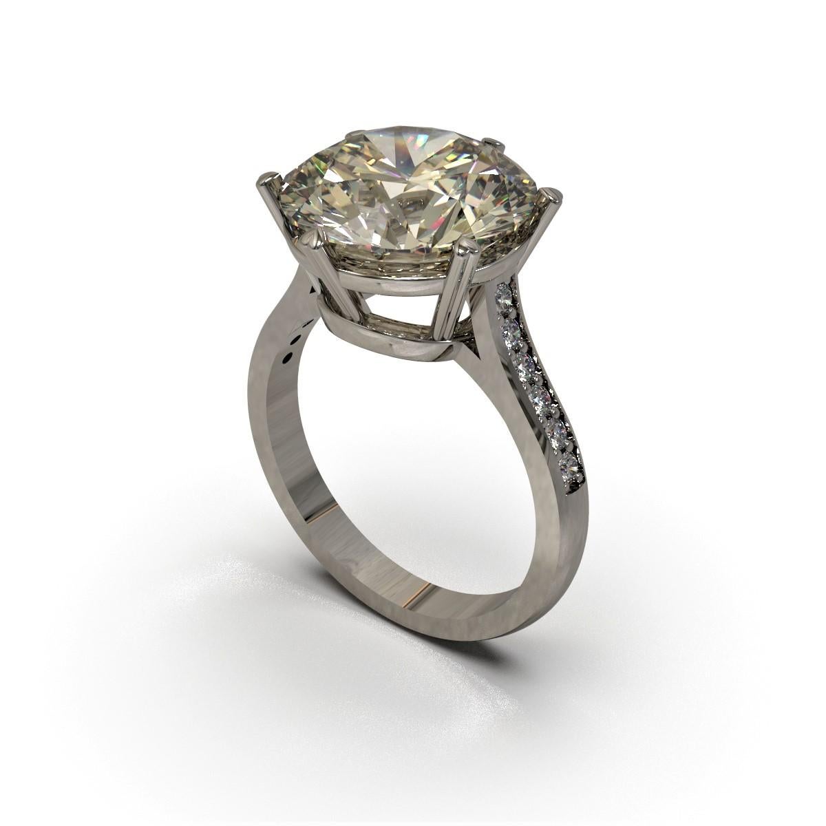 Round Cut Kian Design 6.01 Carat Round Brilliant Cut GIA Certified Diamond Platinum Ring For Sale