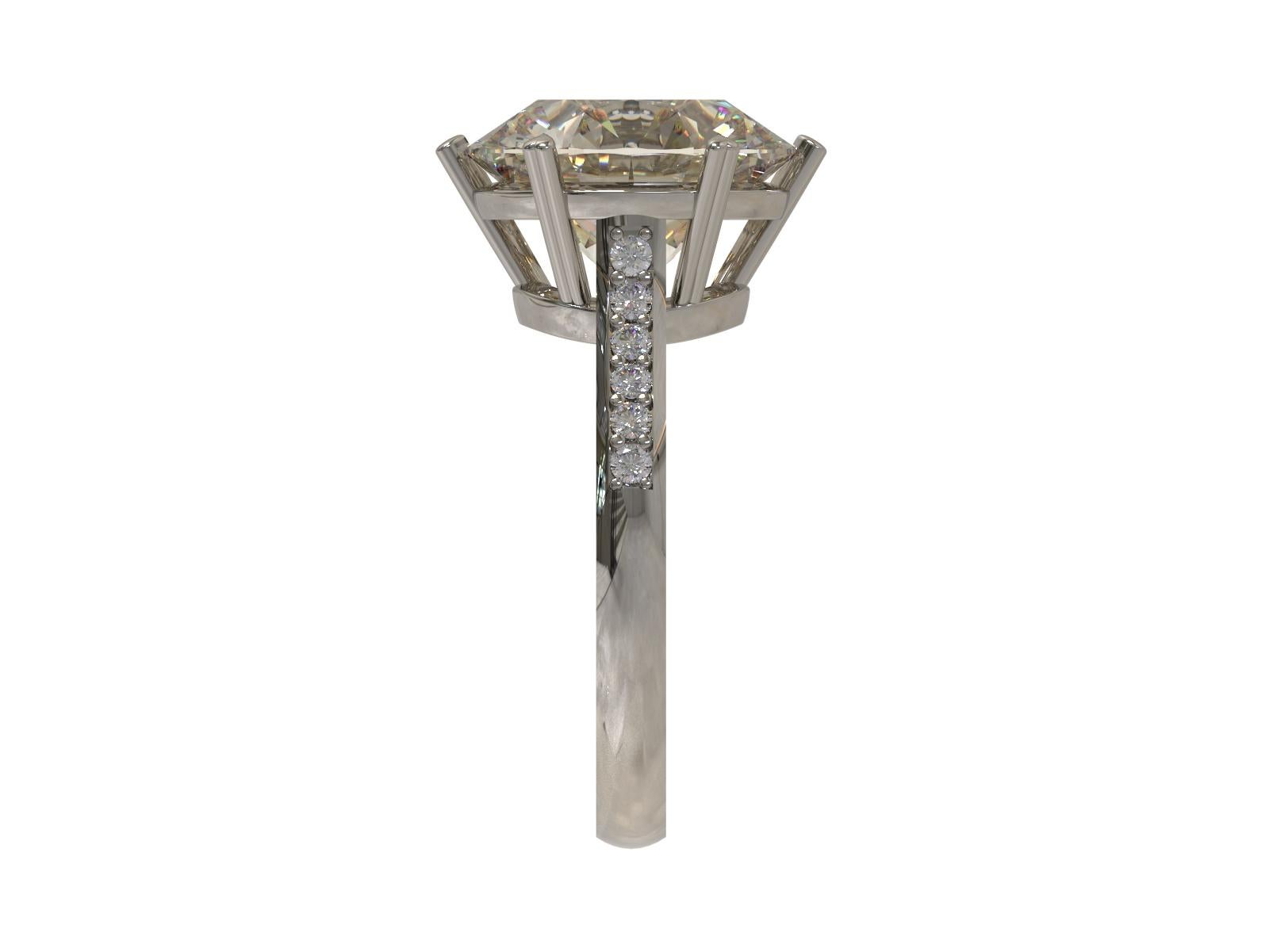 Women's Kian Design 6.01 Carat Round Brilliant Cut GIA Certified Diamond Platinum Ring For Sale