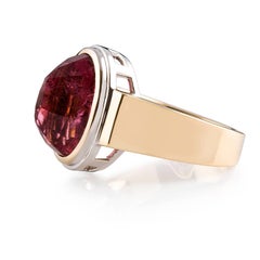 Kian Design 7.38 Carat Oval Orange, Pink Tourmaline Cocktail Ring 18 Carat Gold
