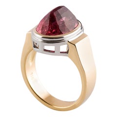 Kian Design 7.38 Carat Oval Orange, Pink Tourmaline Cocktail Ring 18 Carat Gold