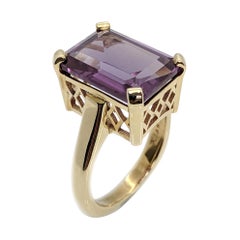 Kian Design Montre Art déco en or 9 carats avec alexandrite taille émeraude de 10,21 carats