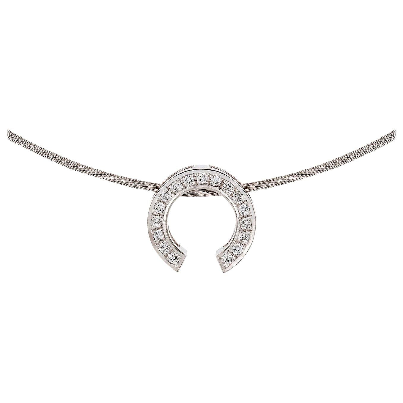 Kian Design Horseshoe Diamond Necklace in 18 Carat White Gold For Sale