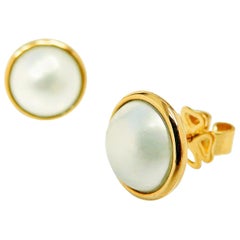 Kian Design Mabe Pearl Earring Studs 18 Carat Yellow Gold