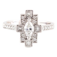 Kian Design Marquise, Princess Cut and Round Diamond Ring 18 Carat Gold