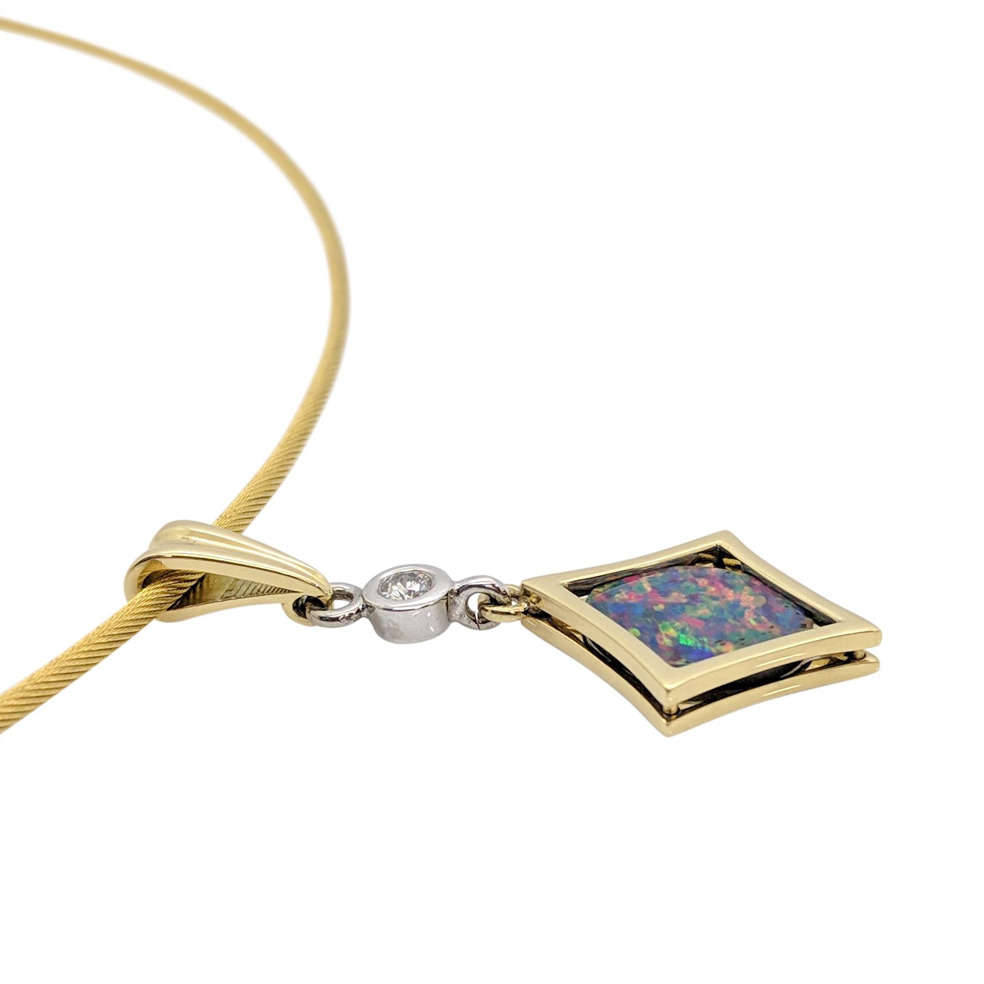 Art Deco Kian Design Opal and Diamond Necklace In 18 Carat Two-Tone Gold For Sale