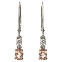  Oval Morganite Round Diamond Earrings in 18 Carat White Gold By Kian Design