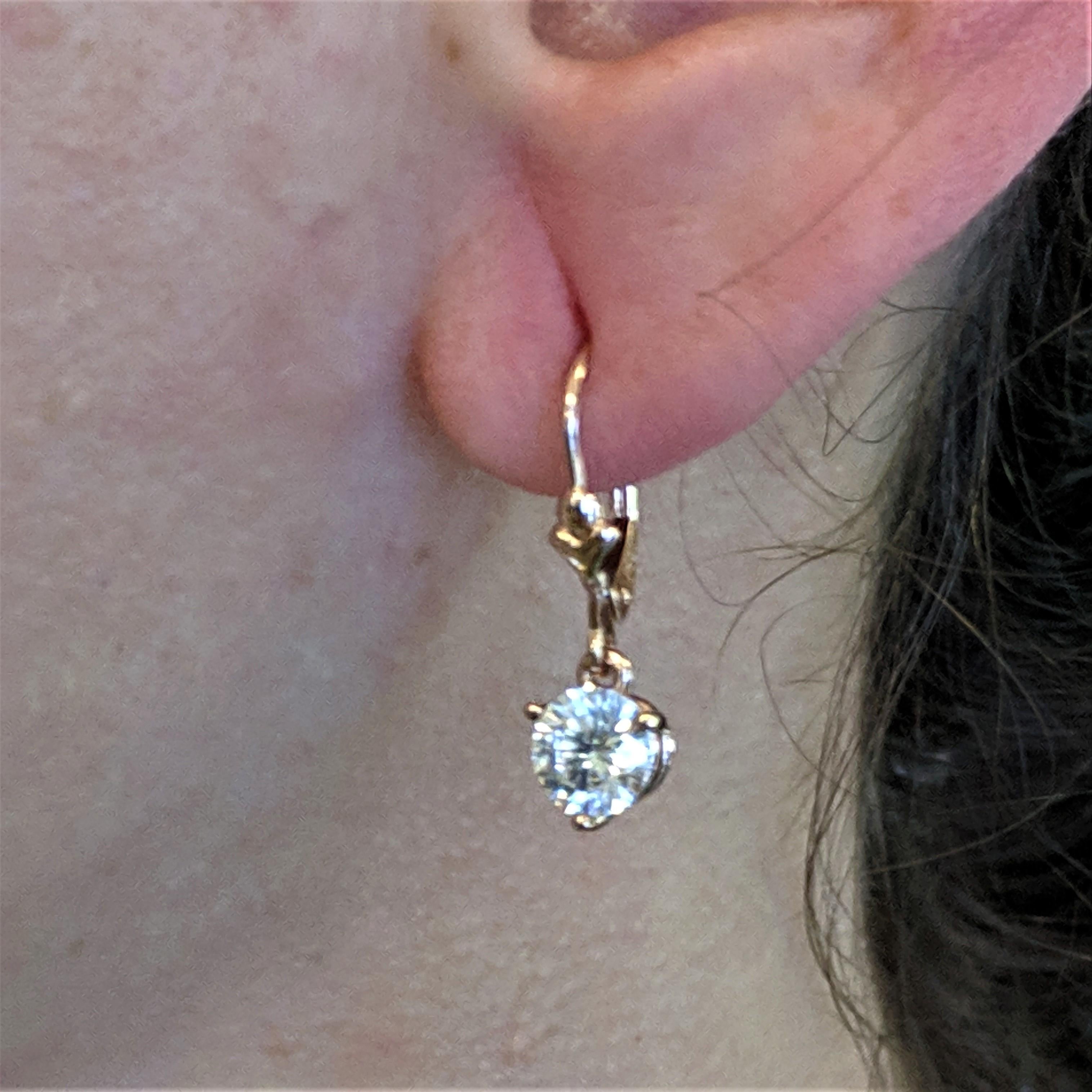 Kian Design Pink Gold 1.00 Carat Round Brilliant Cut Diamond Drop Earrings In New Condition For Sale In South Perth, AU