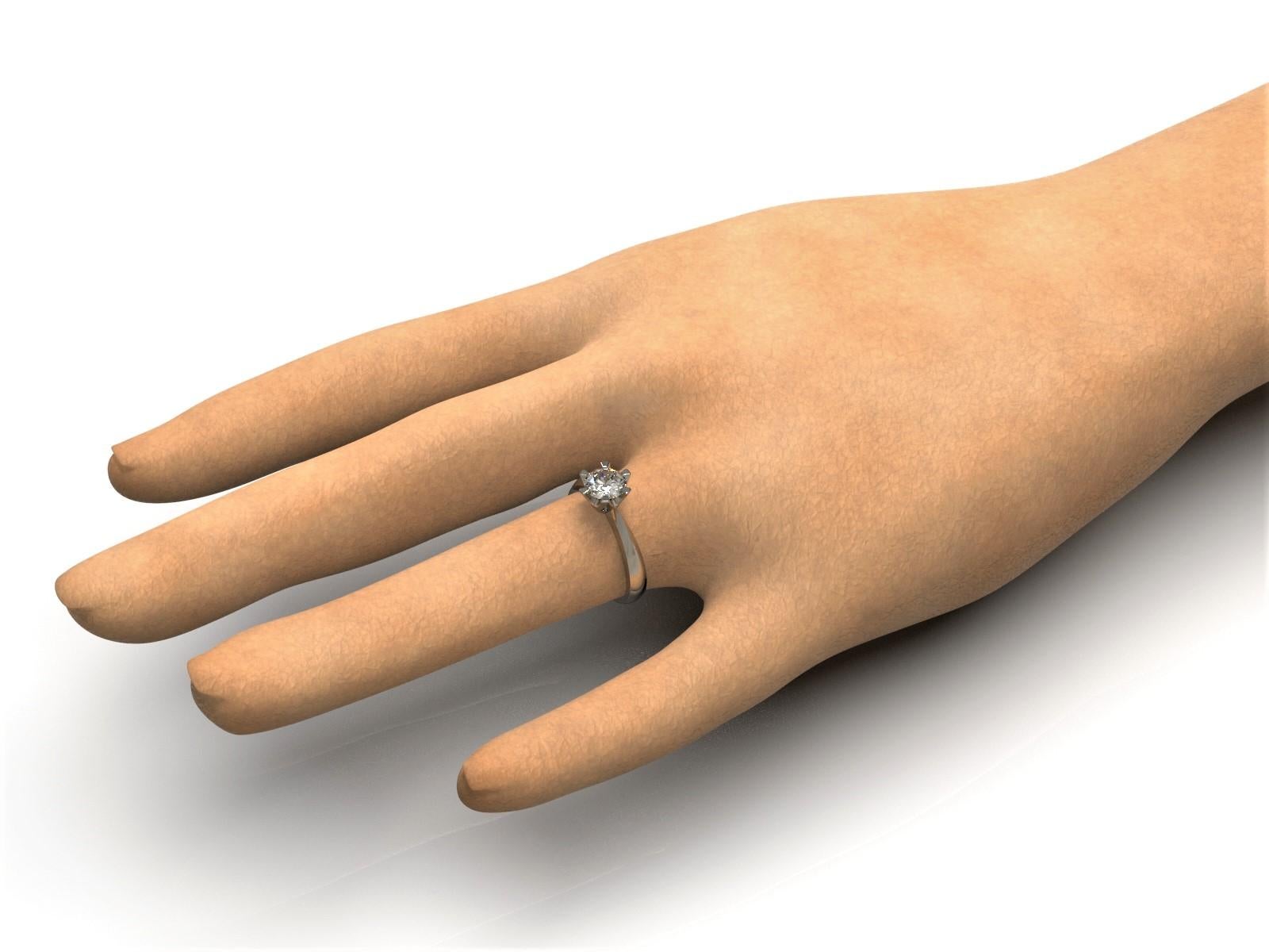 Art Deco Kian Design Platinum 0.50 Carat GIA Round Brilliant Cut Diamond Engagement Ring For Sale