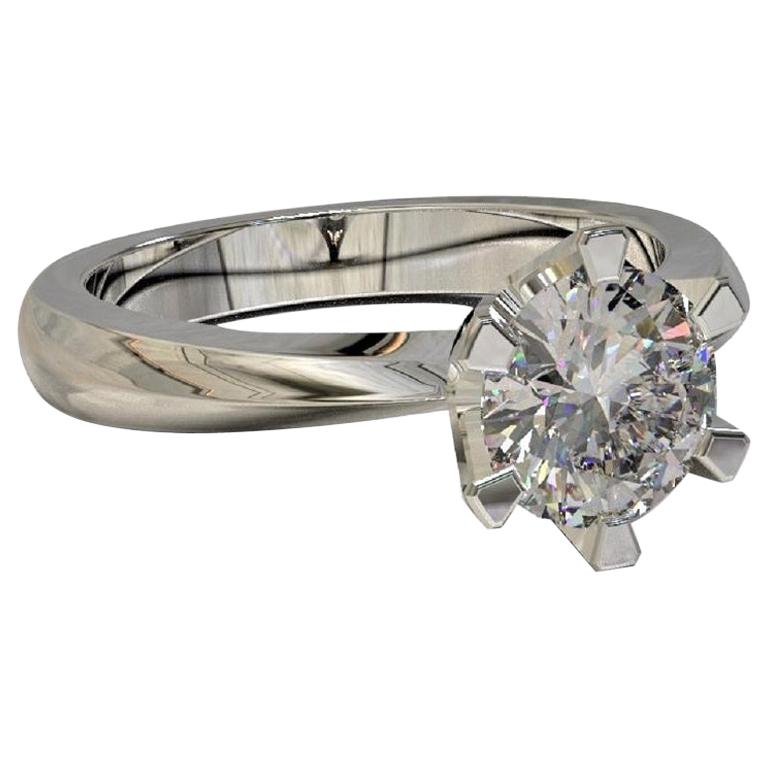 Kian Design Platinum 0.50 Carat GIA Round Brilliant Cut Diamond Engagement Ring For Sale