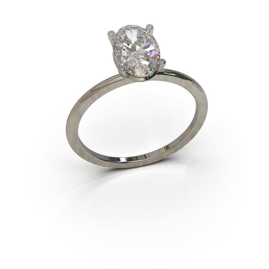 For Sale:  Kian Design Platinum 1.00 Carat Oval Cut Diamond Solitaire Engagement Ring 3