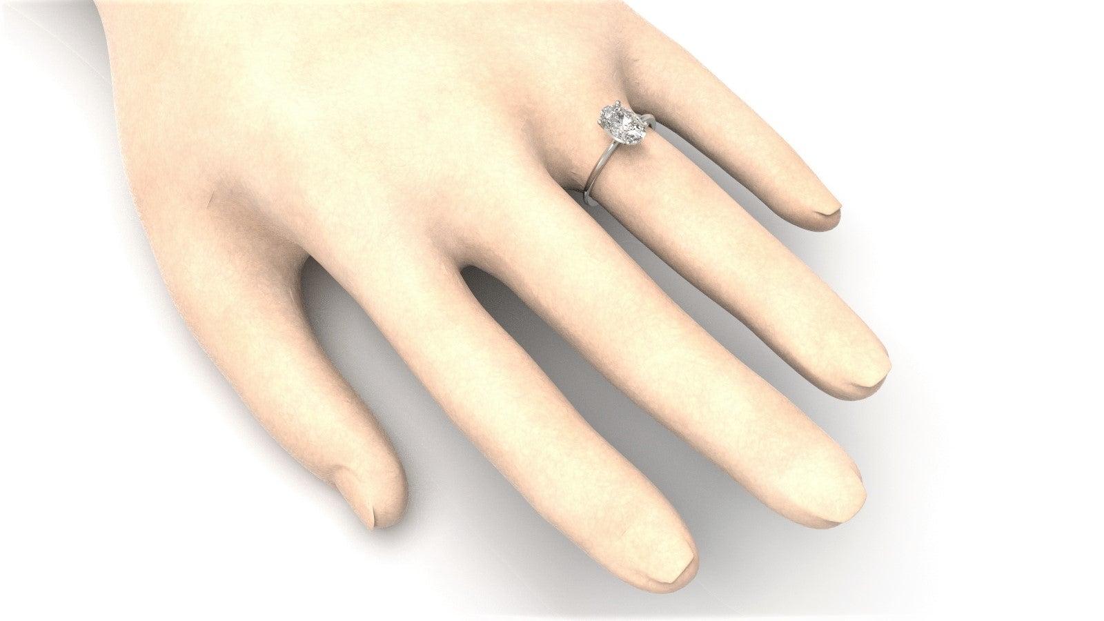 For Sale:  Kian Design Platinum 1.00 Carat Oval Cut Diamond Solitaire Engagement Ring 5