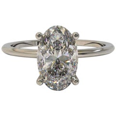 Kian Design Platinum 1.00 Carat Oval Cut Diamond Solitaire Engagement Ring