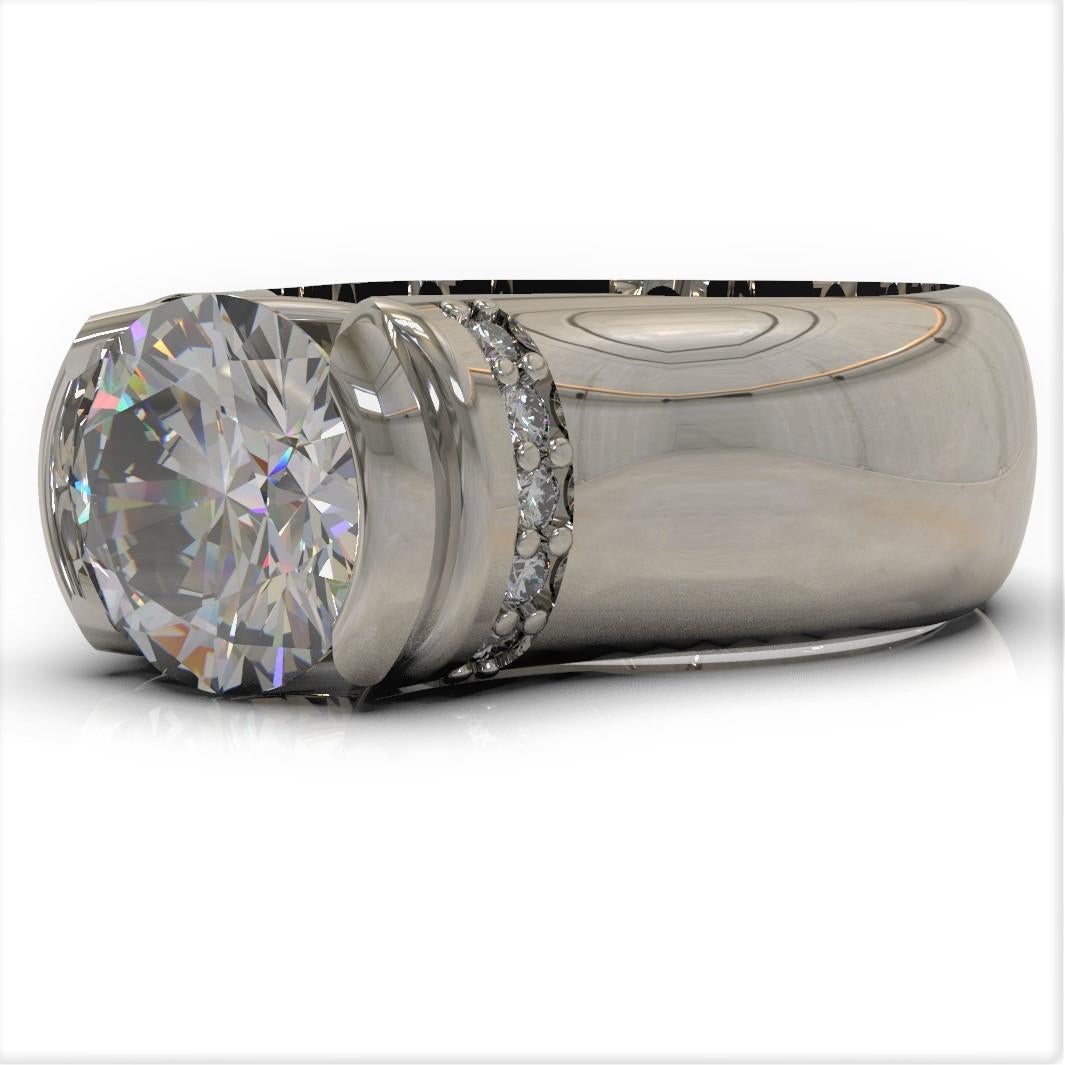 Art Deco Kian Design Platinum 1.85 Carat GIA Round Brilliant Cut Diamond Engagement Ring For Sale
