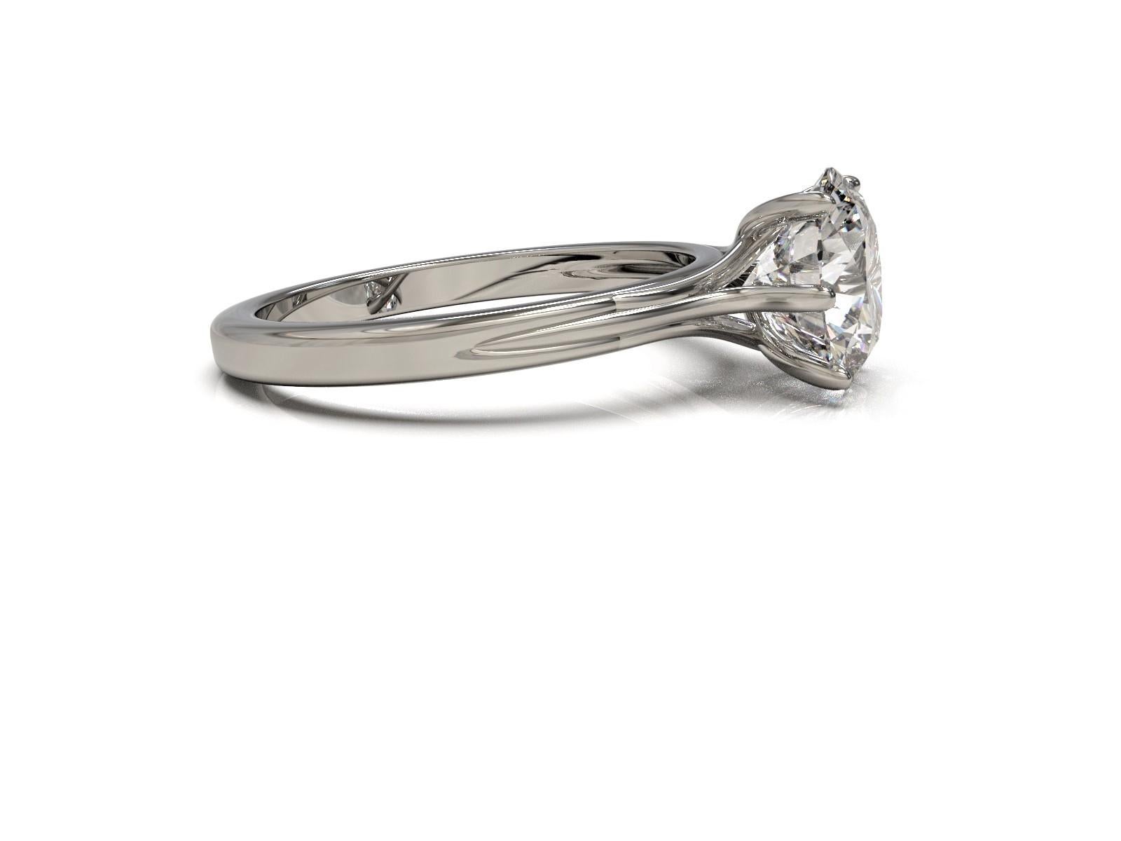 Art Deco Kian Design Platinum 1.85 Carat GIA Round Brilliant Cut Diamond Engagement Ring For Sale