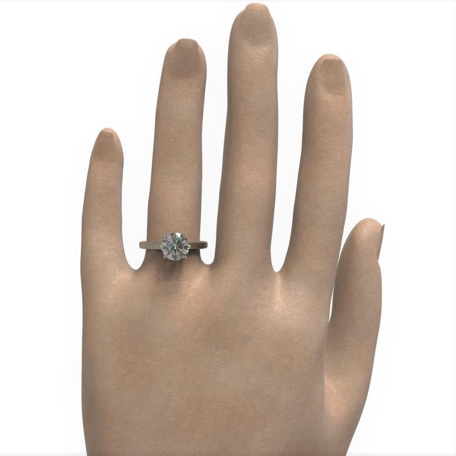 Women's Kian Design Platinum 1.85 Carat GIA Round Brilliant Cut Diamond Engagement Ring For Sale