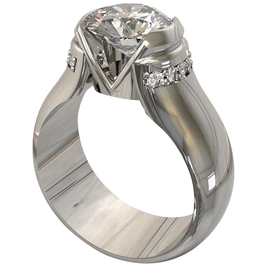 Kian Design Platinum 1.85 Carat GIA Round Brilliant Cut Diamond Engagement Ring For Sale