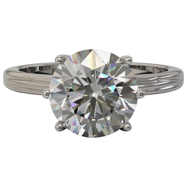 Kian Design Platinum 1.85 Carat GIA Round Brilliant Cut Diamond Engagement Ring For Sale