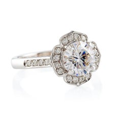 Kian Design Platinum Art Deco Style 1.75 Carat Round Diamond Engagement Ring