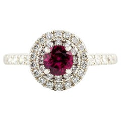 Kian Design Platinum Round Ruby and Diamond Engagement Ring