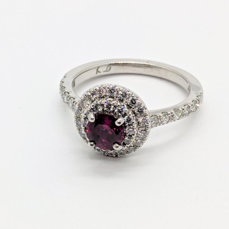 Kian Design Platinum 0 68 Carat Round Ruby Diamond Double 