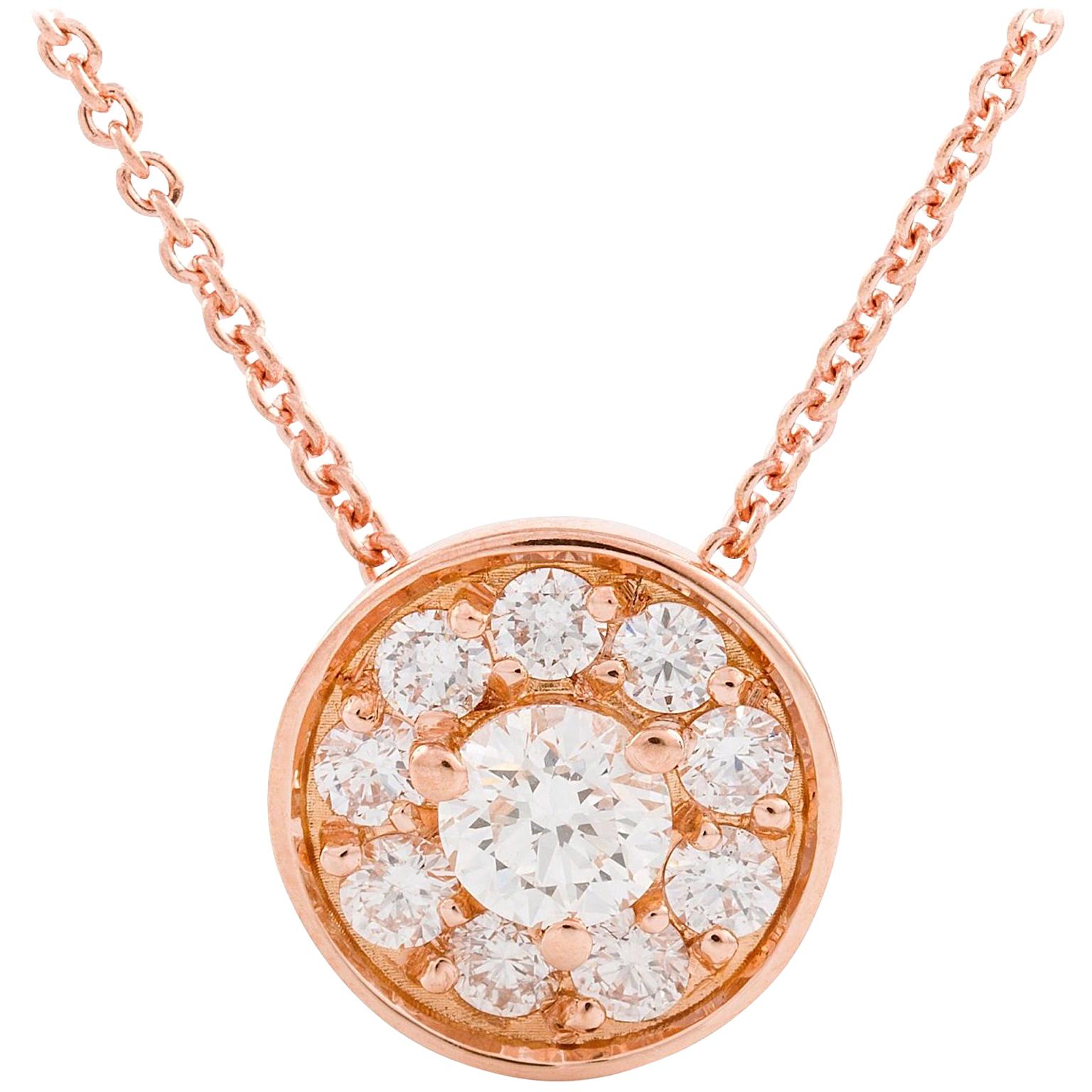 Kian Design Round Brilliant Cut Cluster Diamond Pendant Necklace 18 Karat Gold