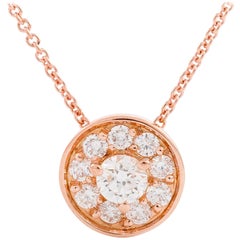 Kian Design Round Brilliant Cut Cluster Diamond Pendant Necklace 18 Karat Gold