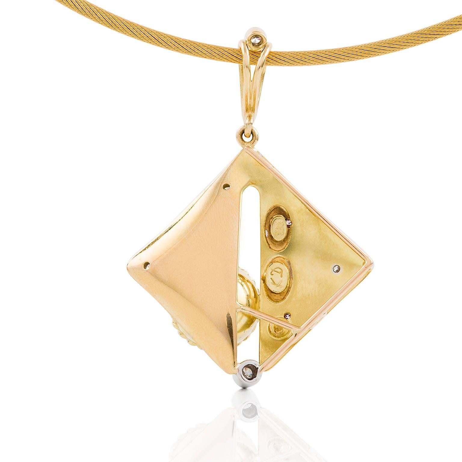 Art Deco Kian Design South Sea White Pearl and Diamond Necklace in 18 Carat Gold