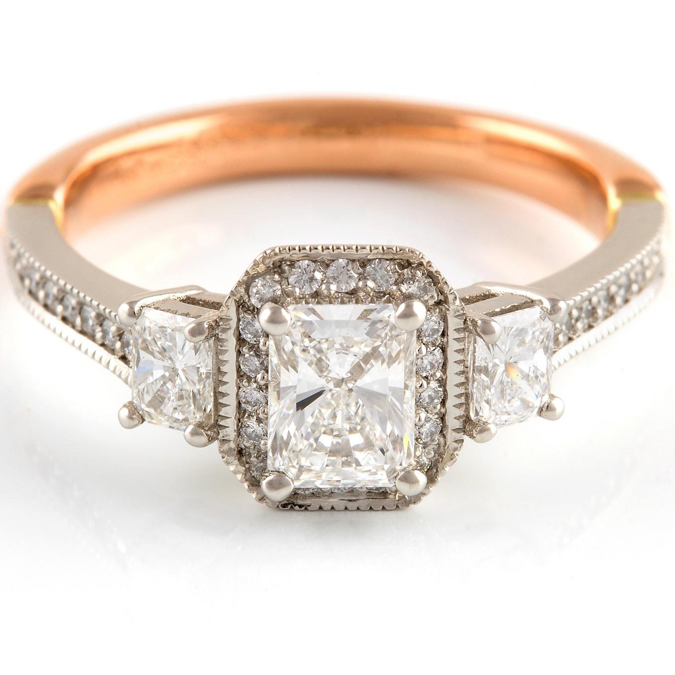 Art Deco Kian Design Vintage Platinum and Rose Gold GIA Certified Diamond Ring