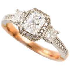 Kian Design Vintage Platinum and Rose Gold GIA Certified Diamond Ring